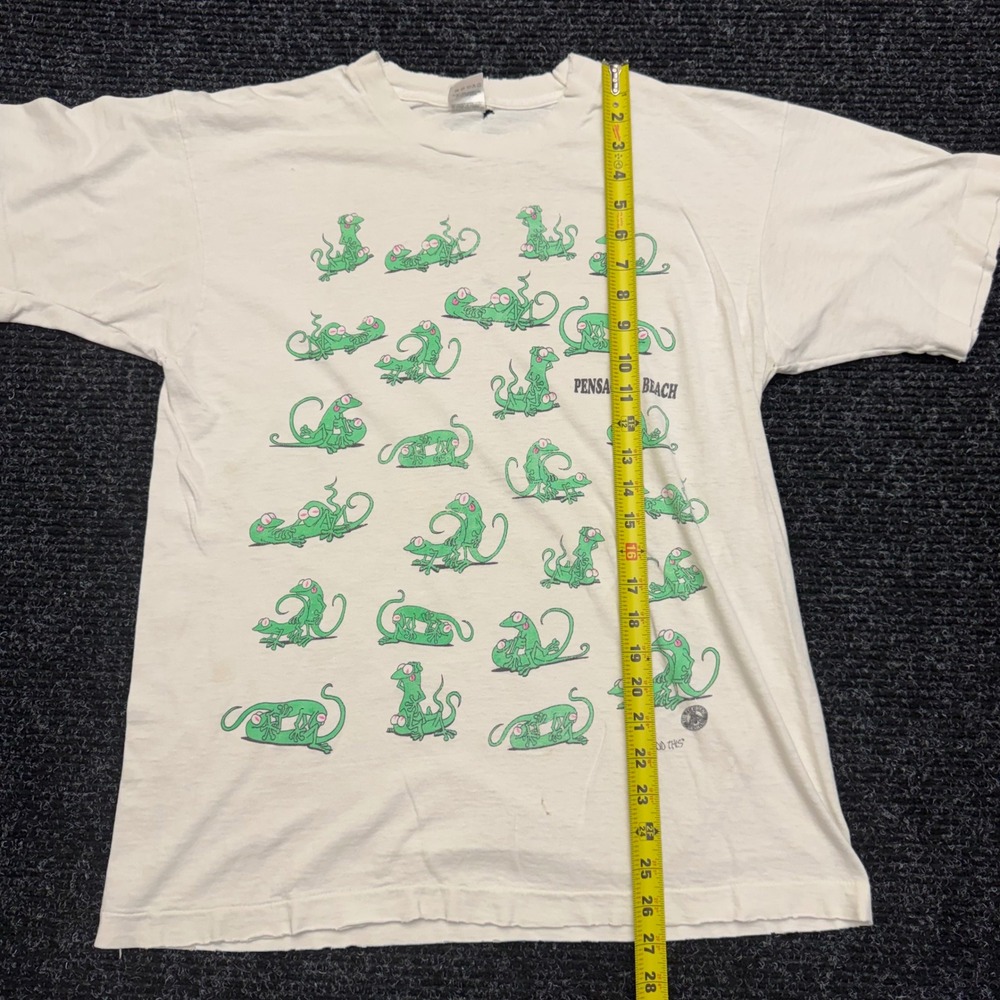 Vintage 90s Pensacola Beach Lizard T-Shirt Nixon Did This Single Stitch White L - Picture 3 of 16